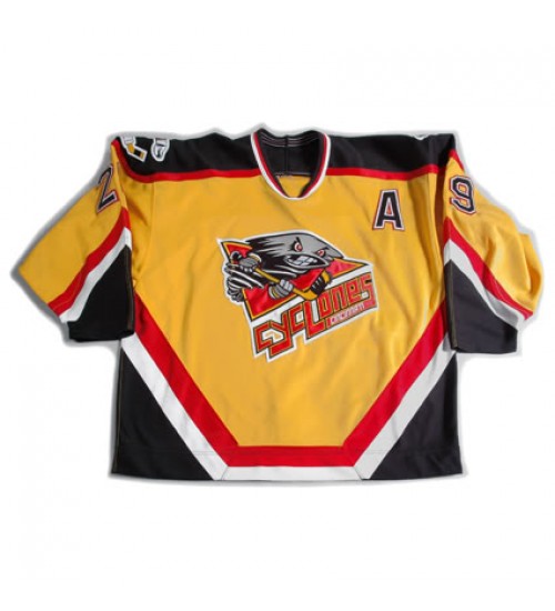 Custom ECHL Cincinnati Cyclones 29 Greenlaw Hockey Jersey Yellow